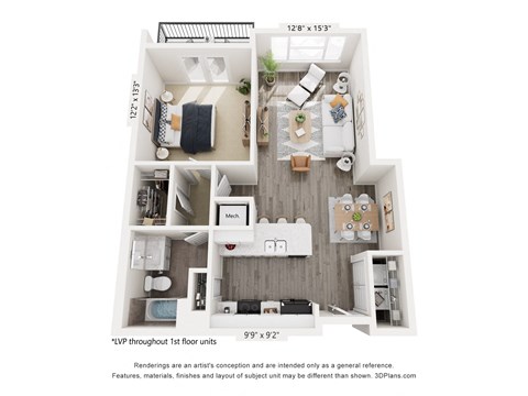 One Bedroom Harbor Floorplan